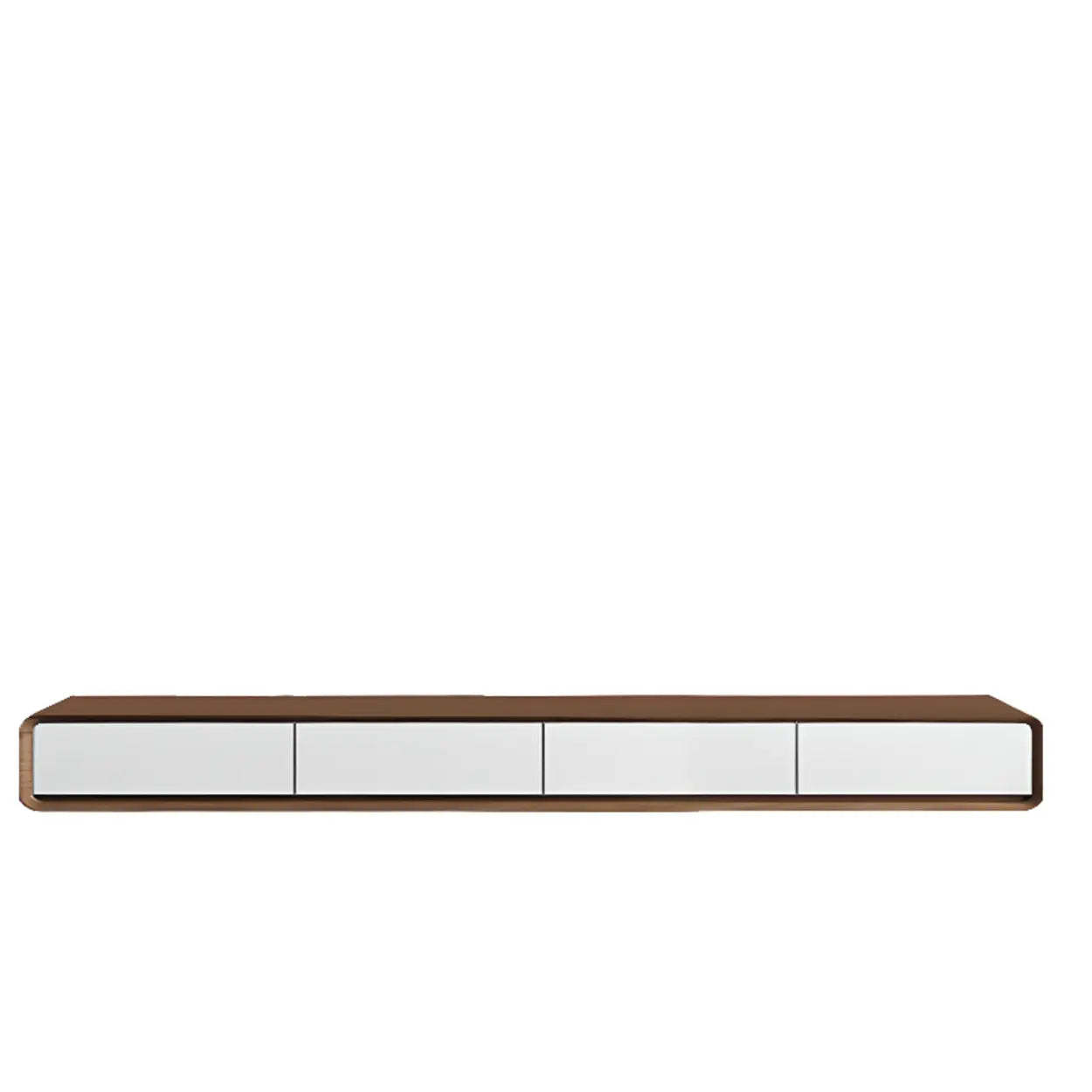 Walnut-Black Floating Mount TV Stand with Drawers — White
