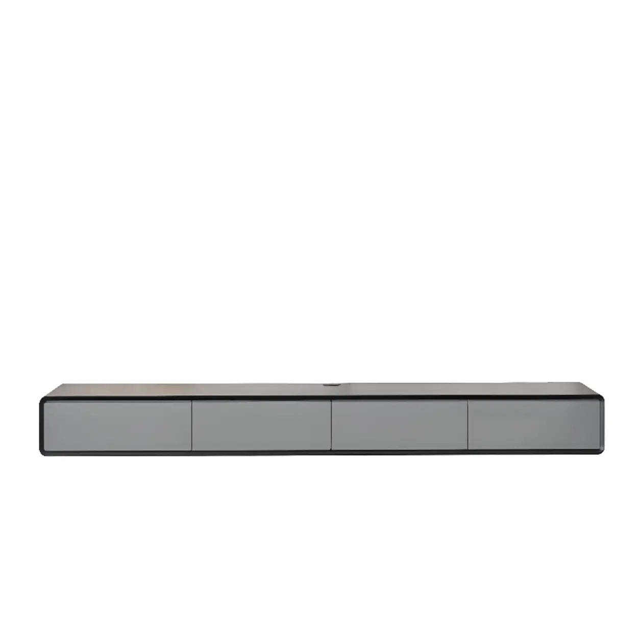 Walnut-Black Floating Mount TV Stand with Drawers — Nut-Brown