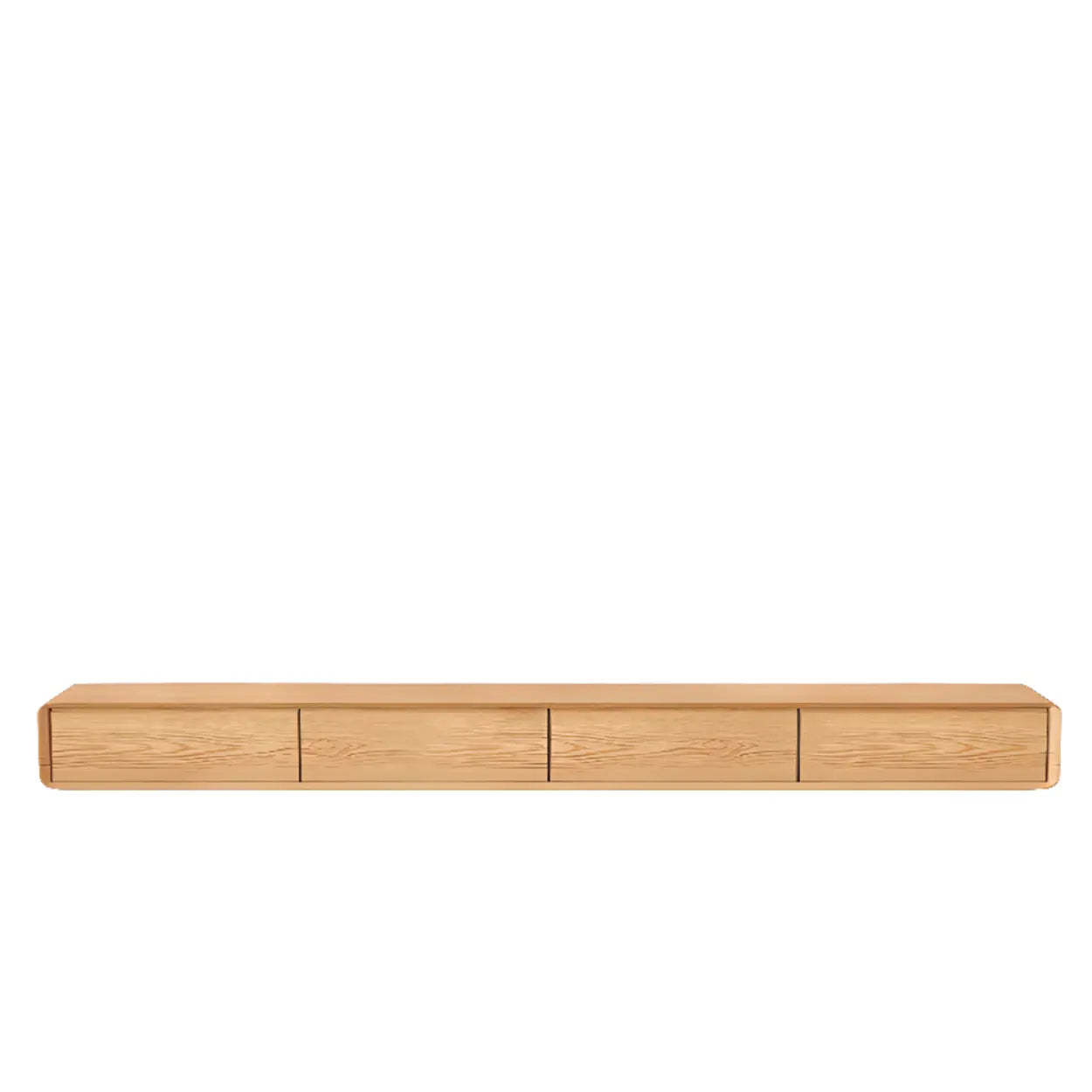 Walnut-Black Floating Mount TV Stand with Drawers — Black/ Gray