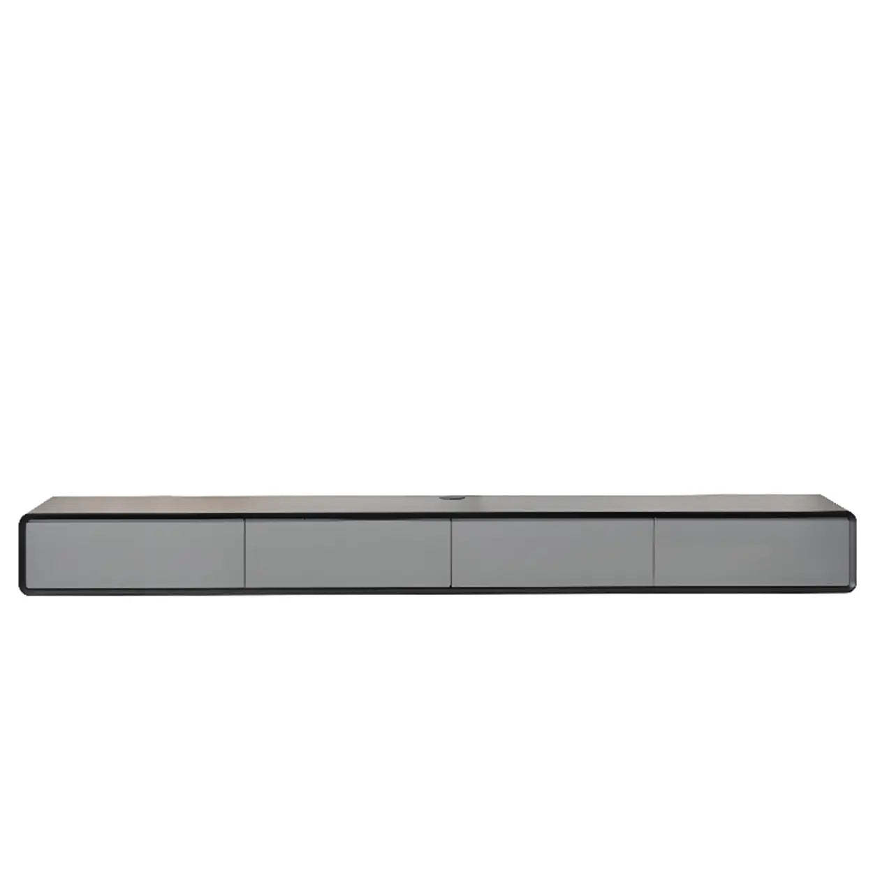 Walnut-Black Floating Mount TV Stand with Drawers — Walnut/ Black