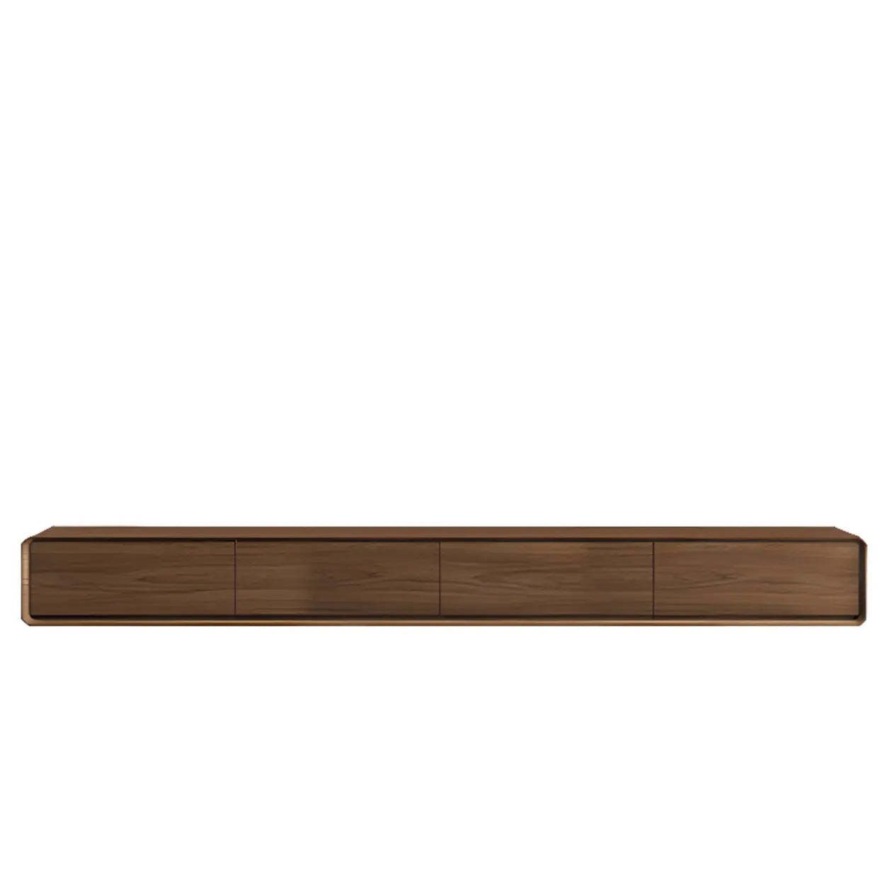 Walnut-Black Floating Mount TV Stand with Drawers — Walnut/ White