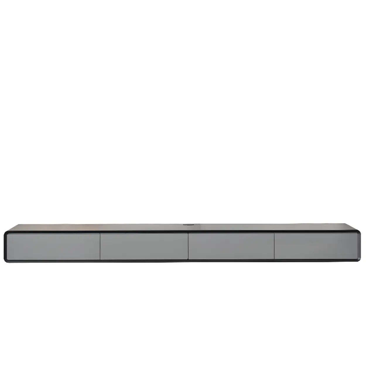 Walnut-Black Floating Mount TV Stand with Drawers — Wood/ White