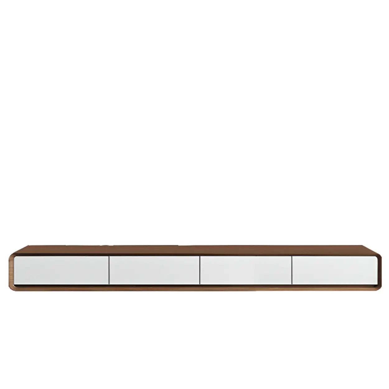 Walnut-Black Floating Mount TV Stand with Drawers