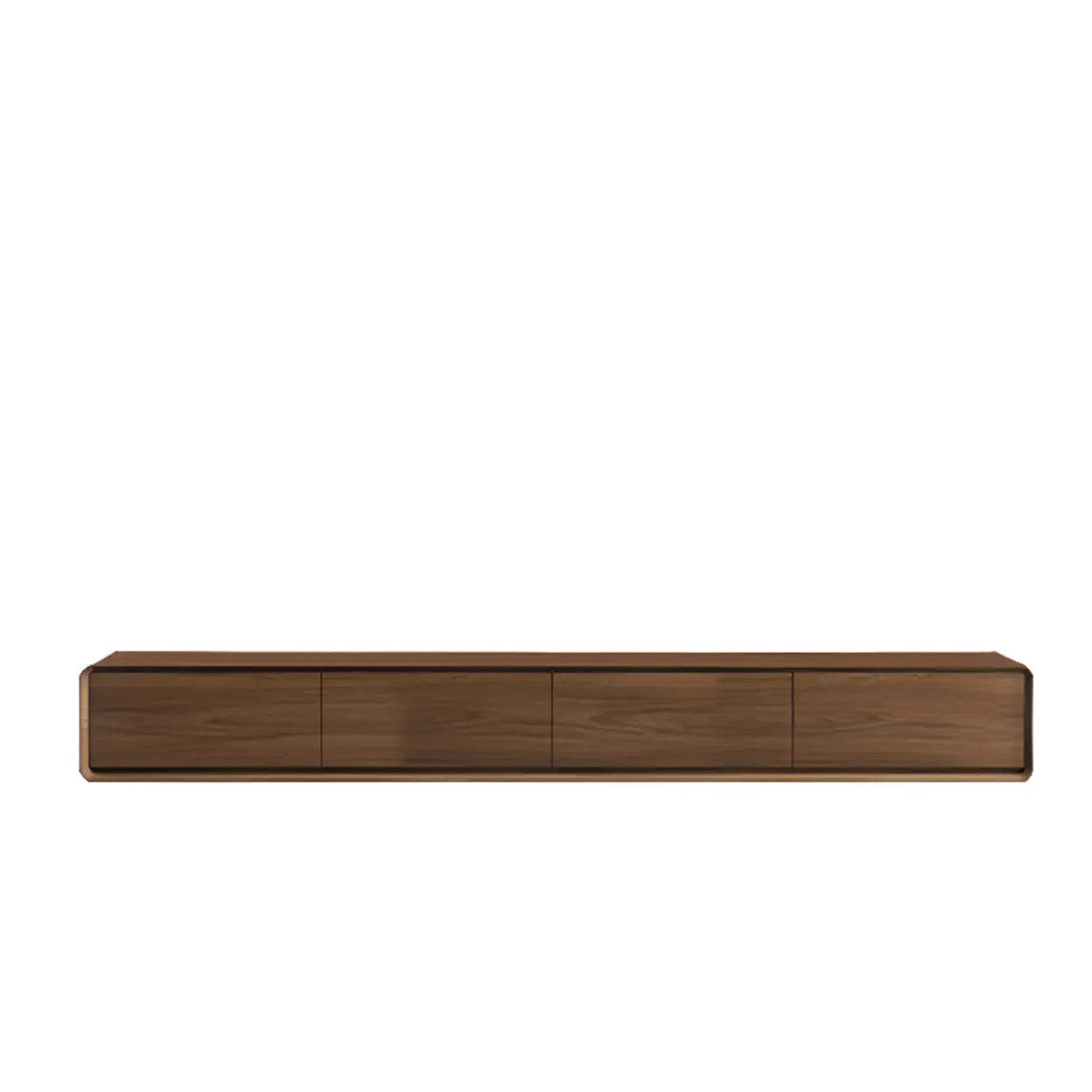 Walnut-Black Floating Mount TV Stand with Drawers