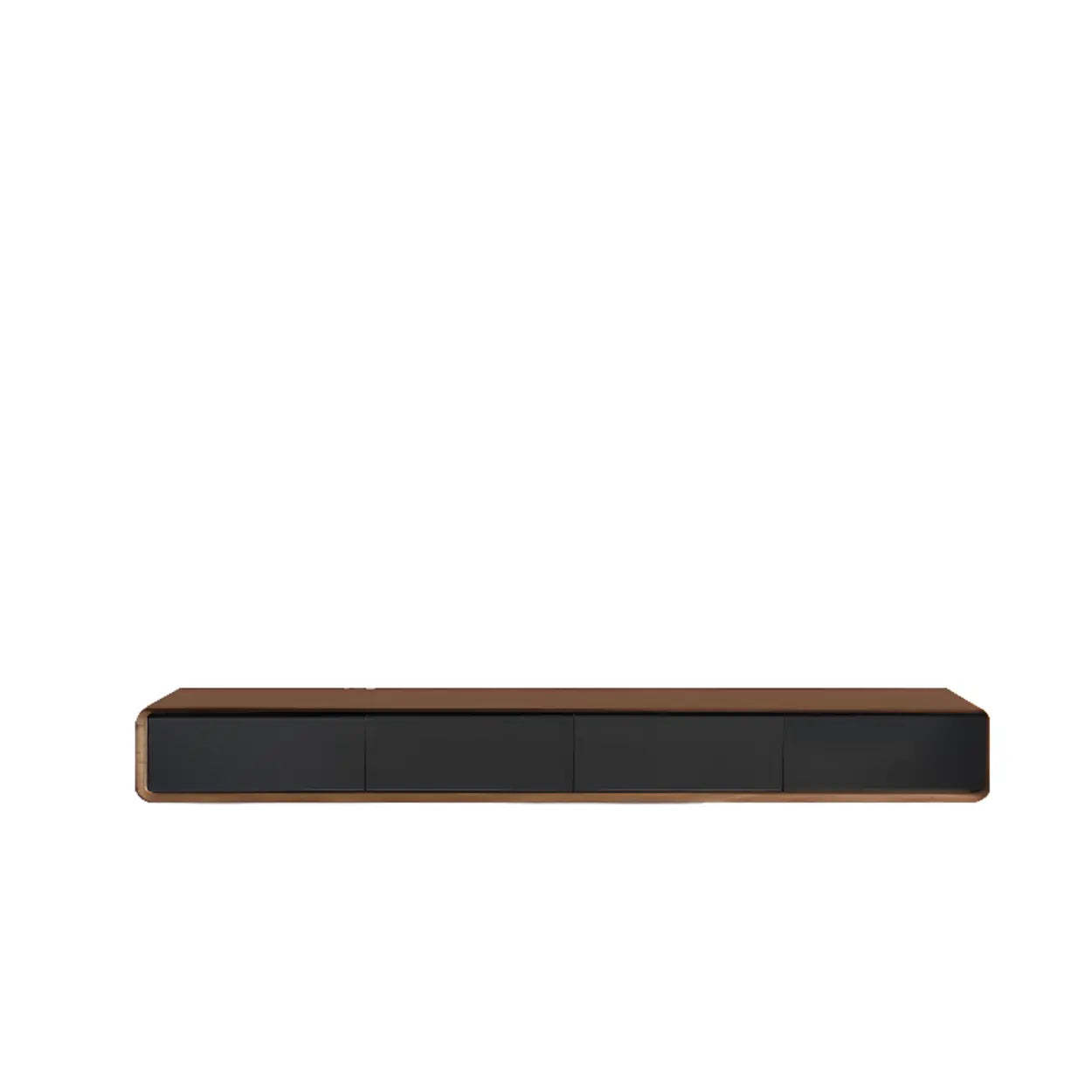 Walnut-Black Floating Mount TV Stand with Drawers — White