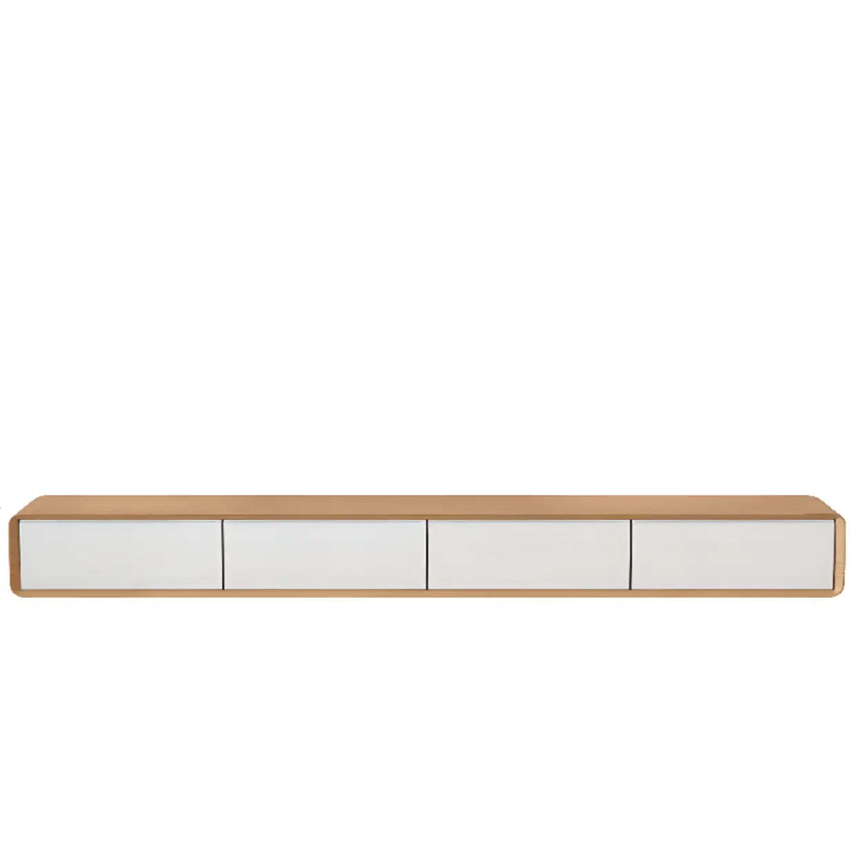 Walnut-Black Floating Mount TV Stand with Drawers