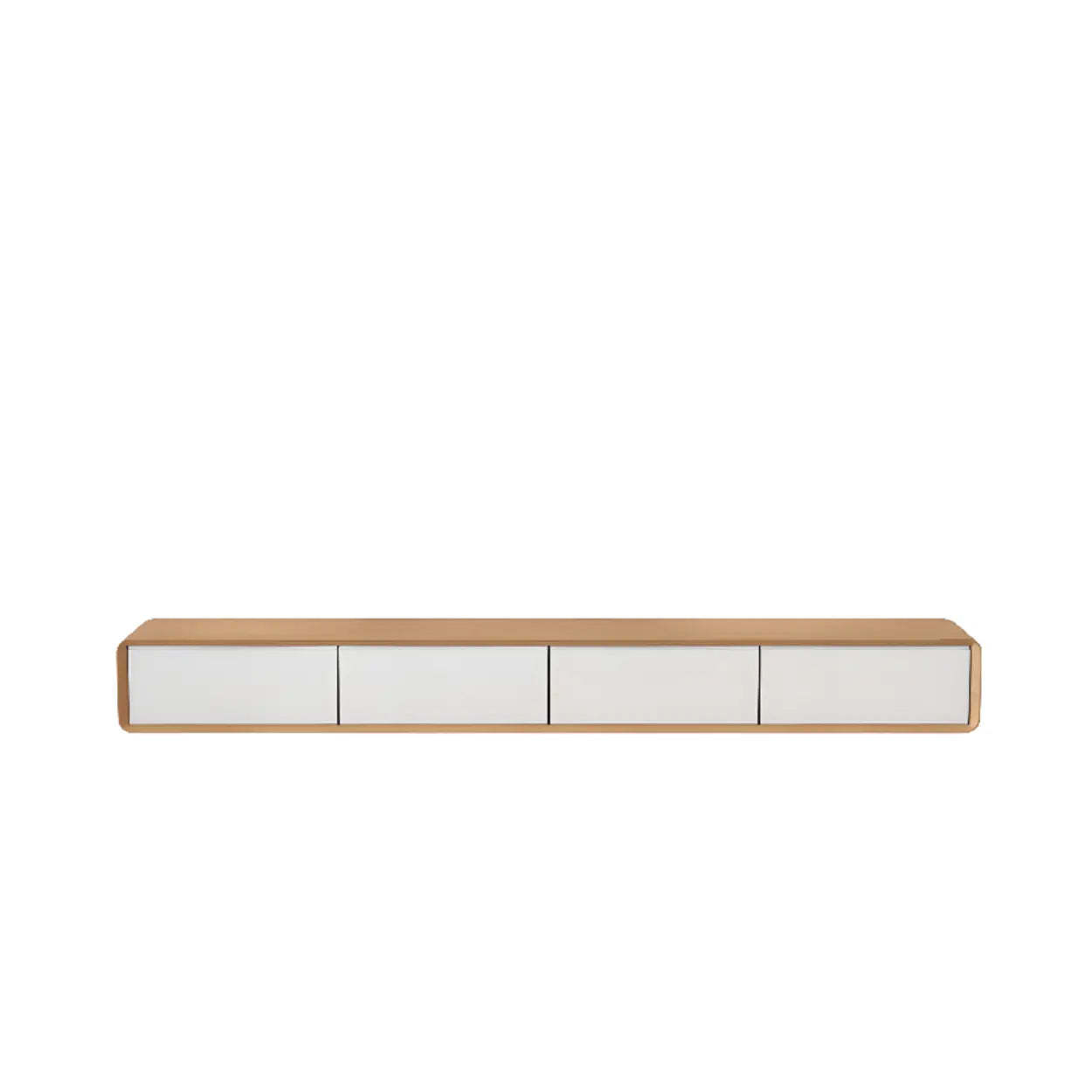 Walnut-Black Floating Mount TV Stand with Drawers — Black/ Gray