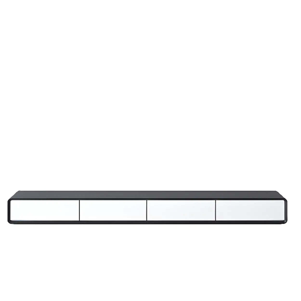 Walnut-Black Floating Mount TV Stand with Drawers — Walnut/ Black