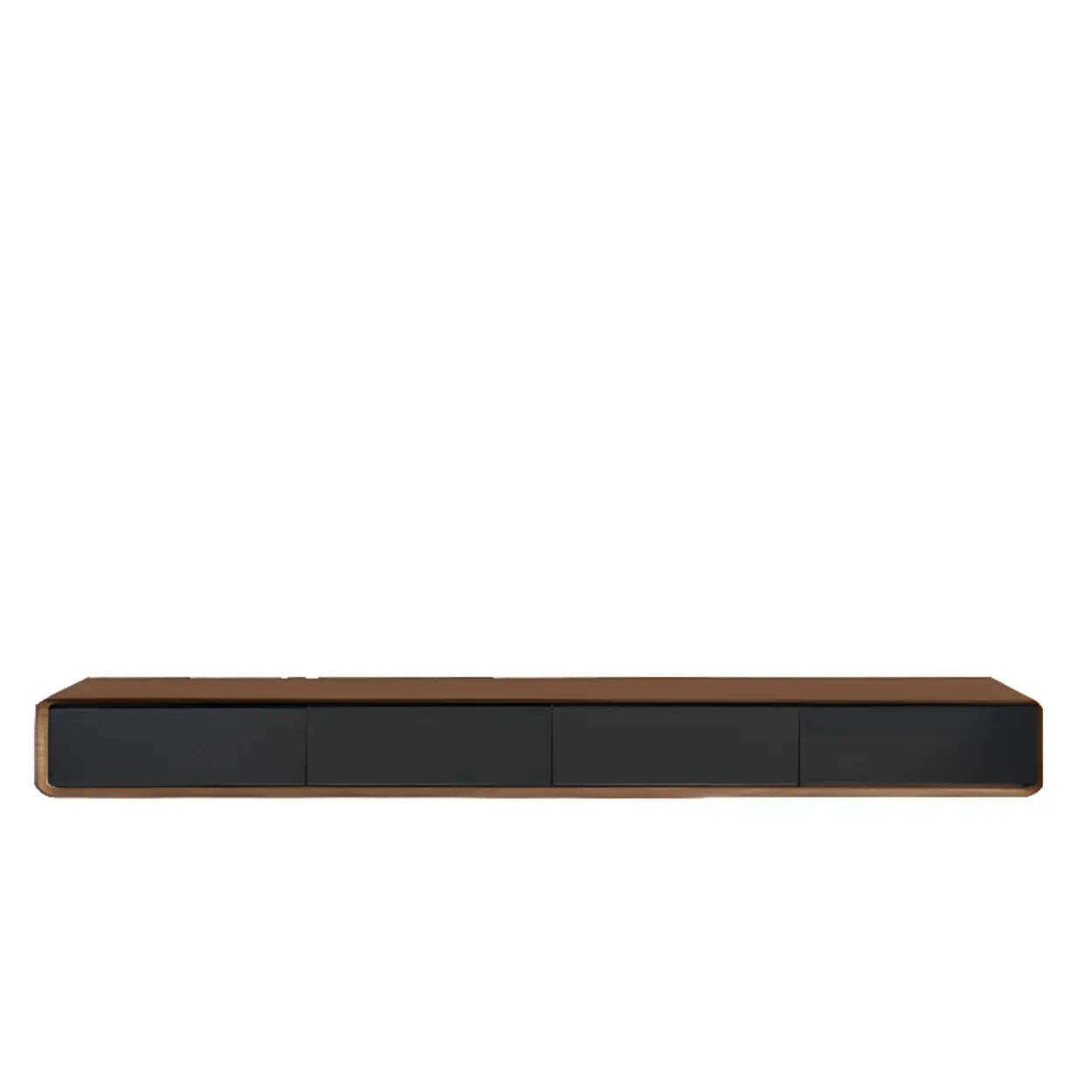 Walnut-Black Floating Mount TV Stand with Drawers — Natural