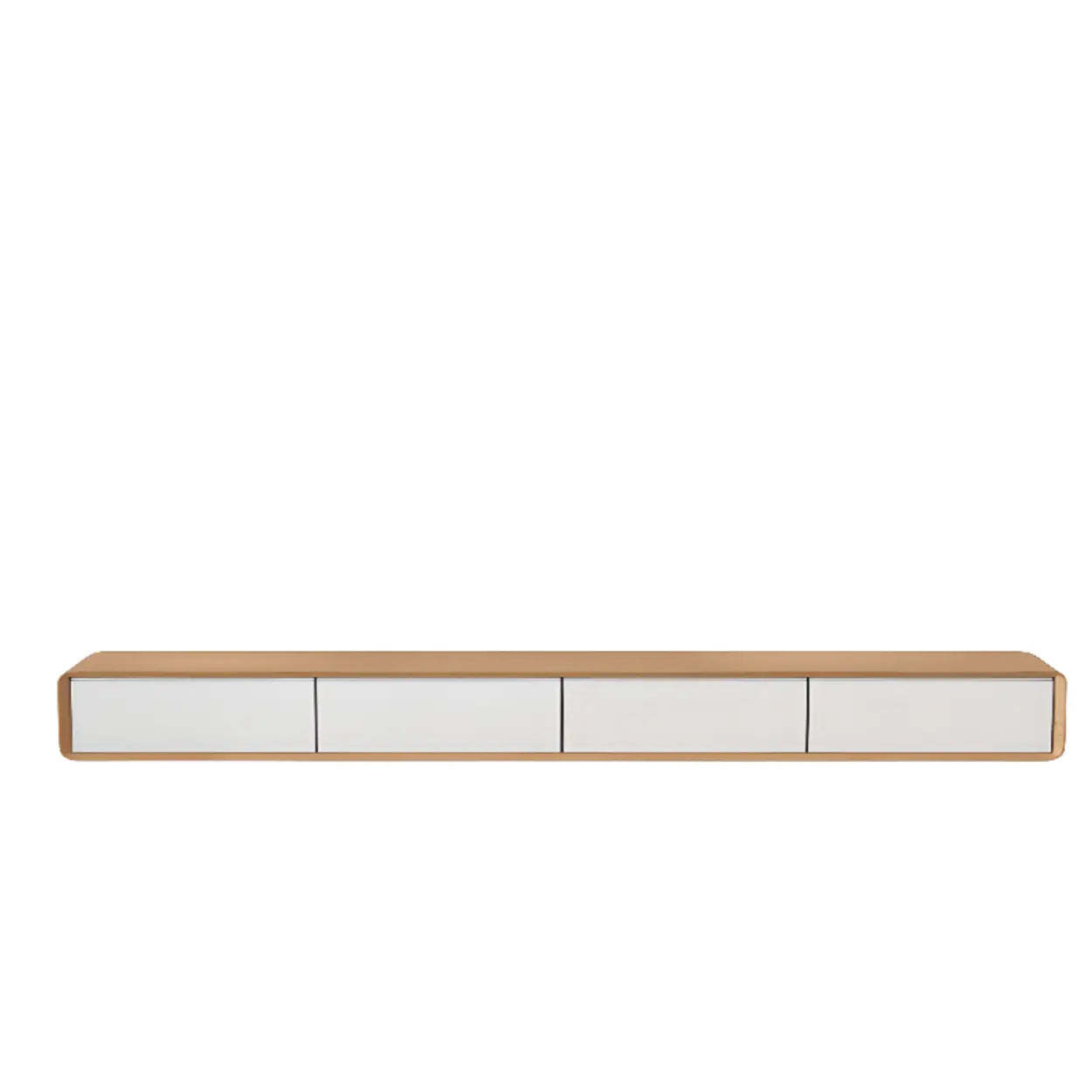 Walnut-Black Floating Mount TV Stand with Drawers — Black-White