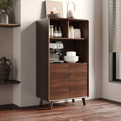Walnut Brown Large Sideboard with Storage and Shelves