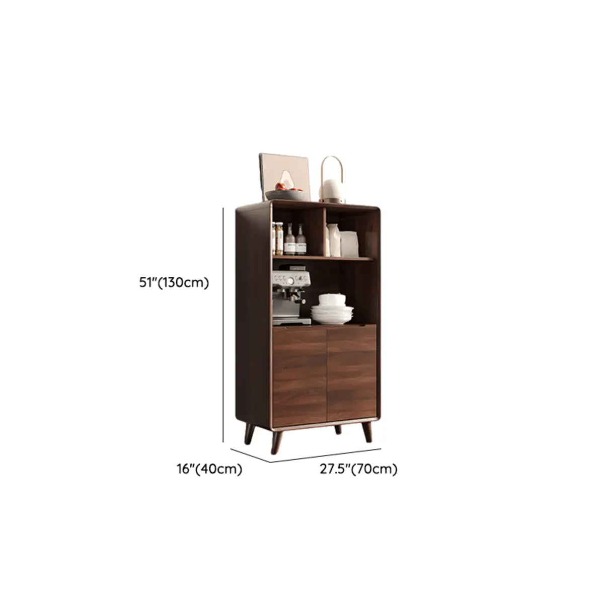 Walnut Brown Large Sideboard with Storage and Shelves