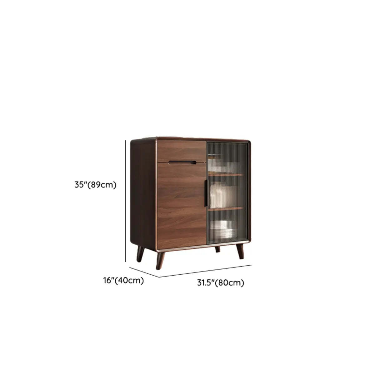 Walnut Brown Large Sideboard with Storage and Shelves