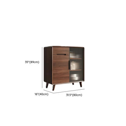 Walnut Brown Large Sideboard with Storage and Shelves