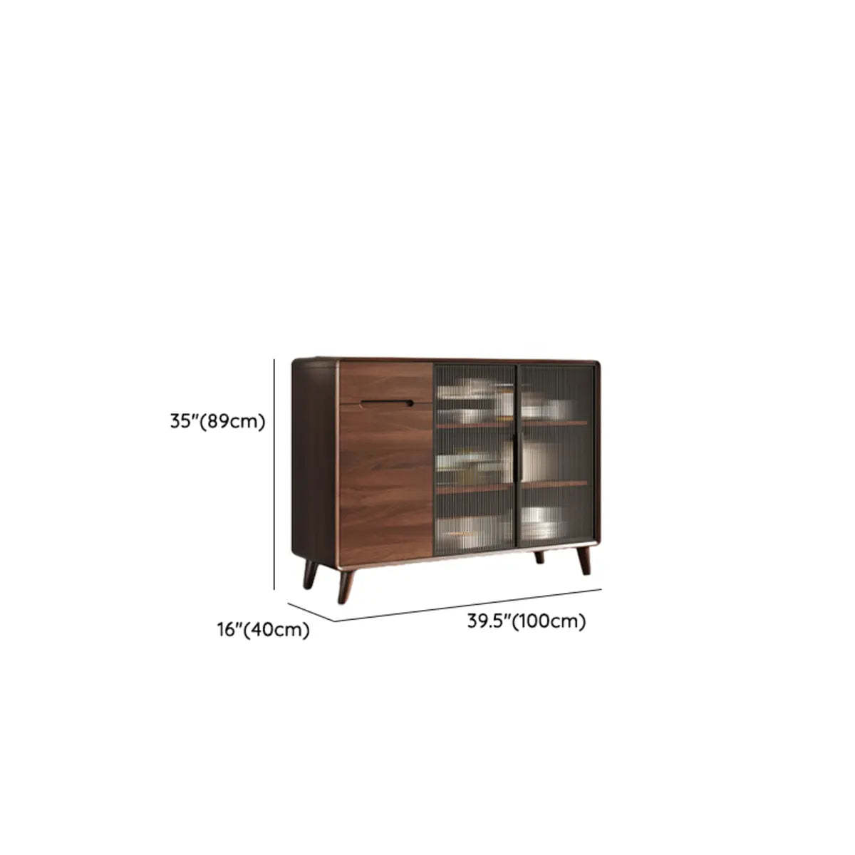 Walnut Brown Large Sideboard with Storage and Shelves