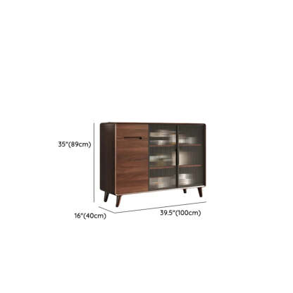 Walnut Brown Large Sideboard with Storage and Shelves