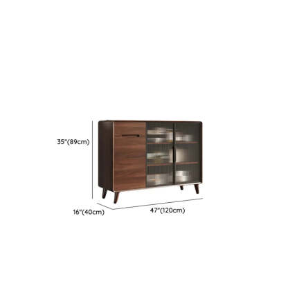 Walnut Brown Large Sideboard with Storage and Shelves