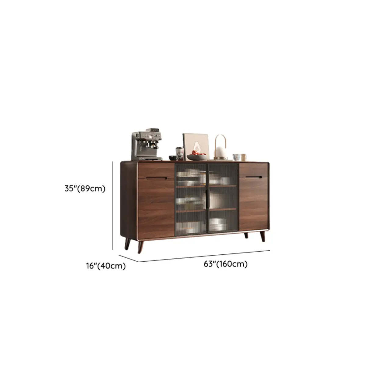 Walnut Brown Large Sideboard with Storage and Shelves