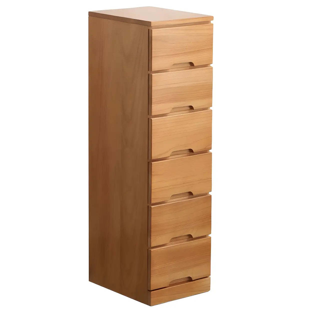 Wood Step-Design Chest of Drawers — Natural Finish