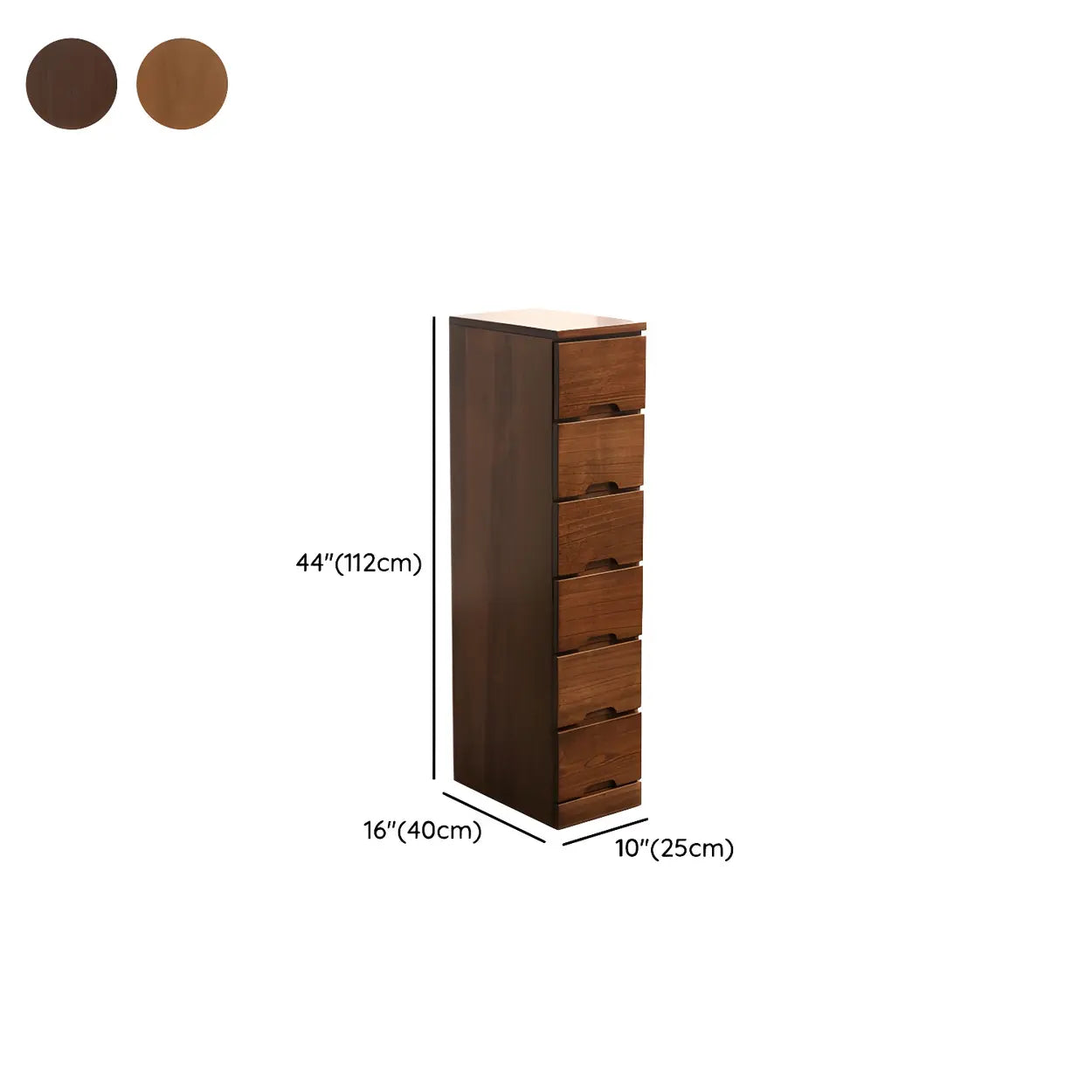 Wood Step-Design Chest of Drawers — Walnut