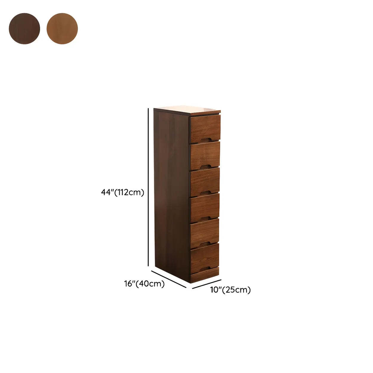 Wood Step-Design Chest of Drawers — Walnut