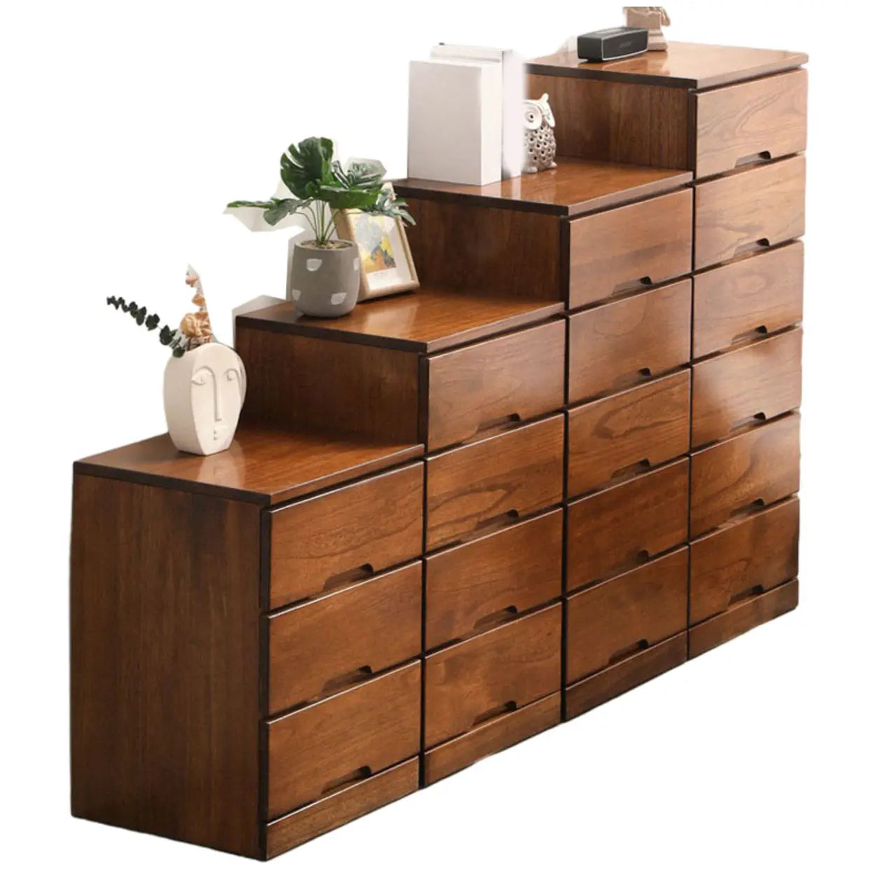Wood Step-Design Chest of Drawers