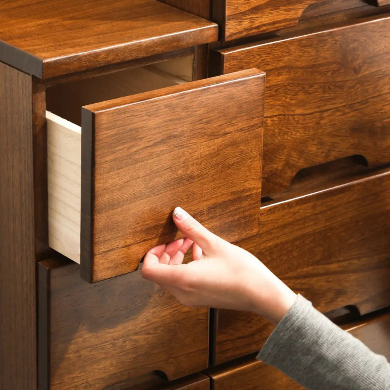 Wood Step-Design Chest of Drawers