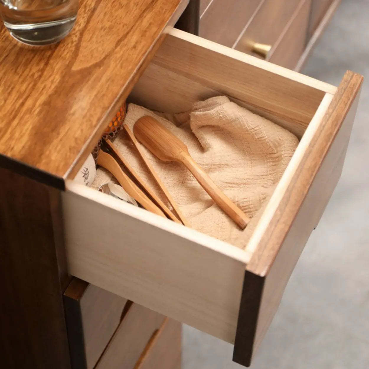Wood Step-Design Chest of Drawers