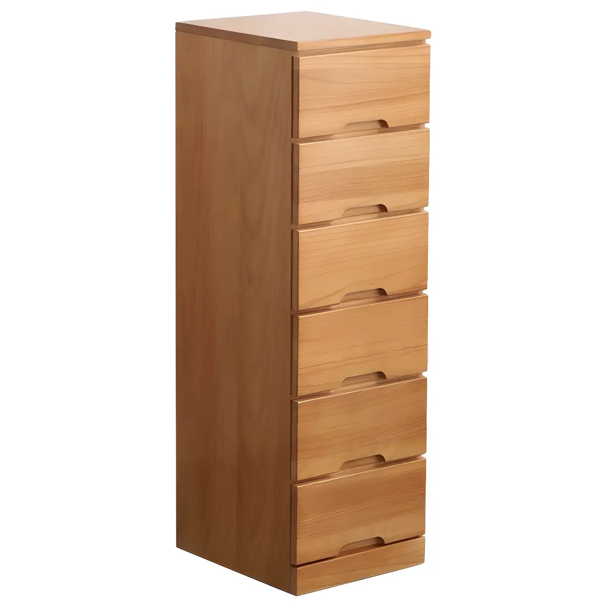 Wood Step-Design Chest of Drawers — Natural Finish