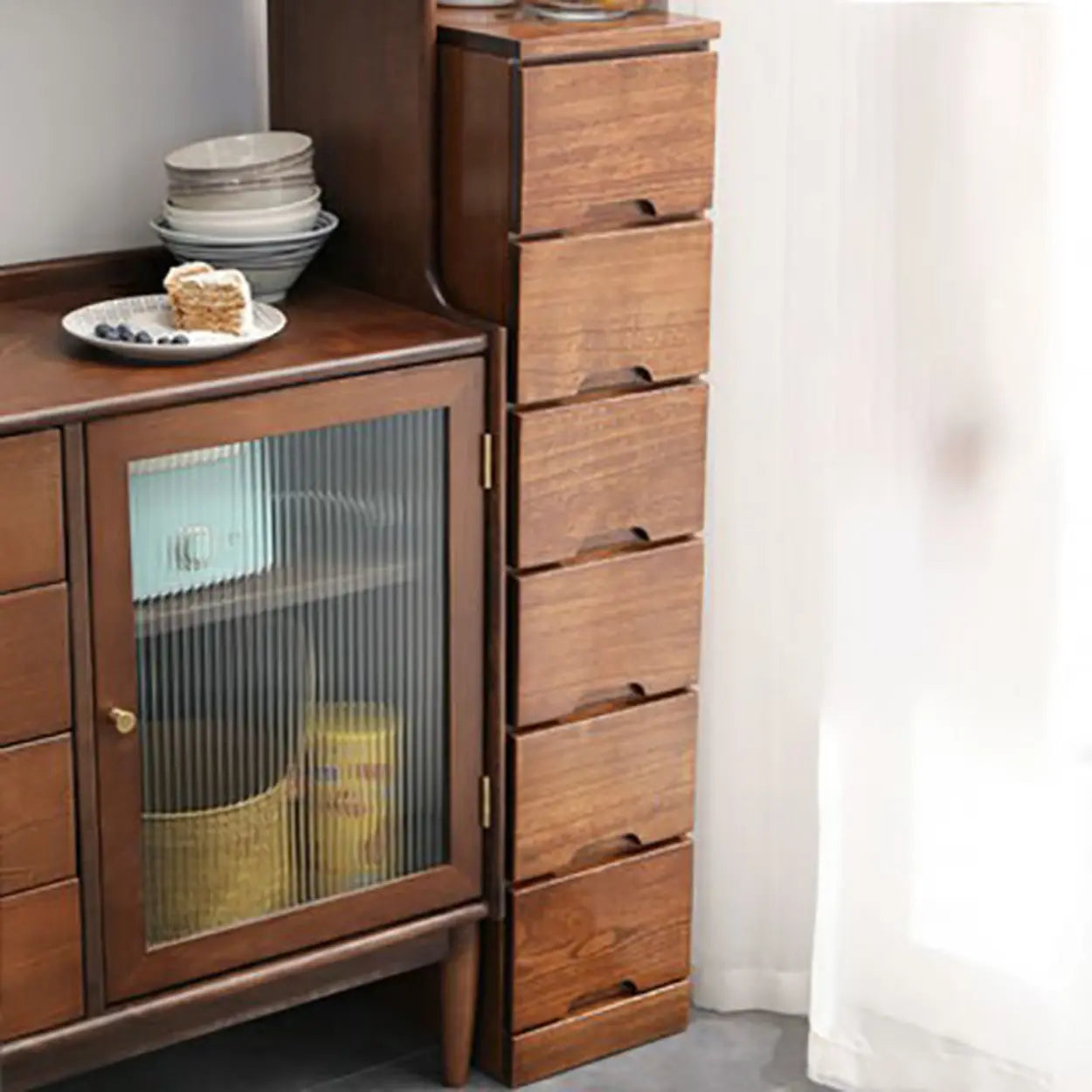 Wood Step-Design Chest of Drawers