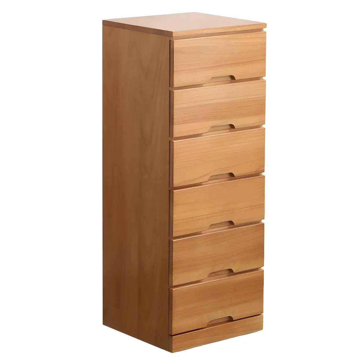 Wood Step-Design Chest of Drawers — Natural Finish