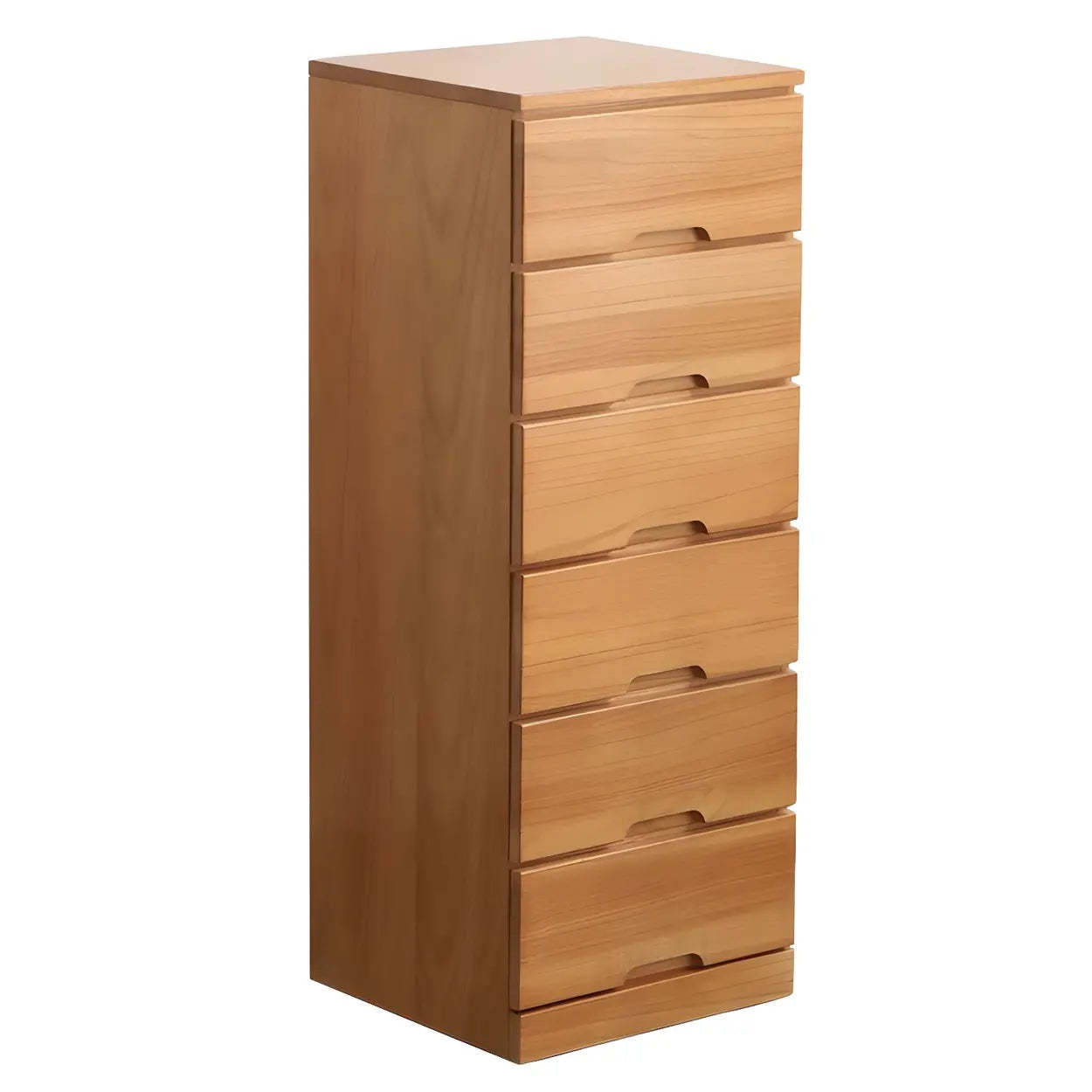 Wood Step-Design Chest of Drawers — Natural Finish