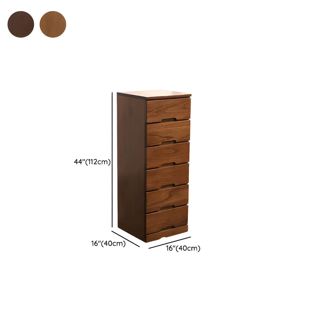 Wood Step-Design Chest of Drawers — Natural Finish