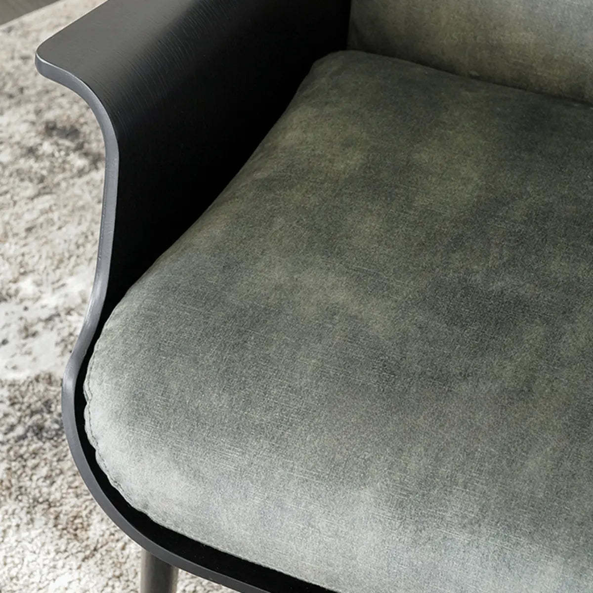 Walnut Oak Four Leg Linen Cushion Lounge Chair