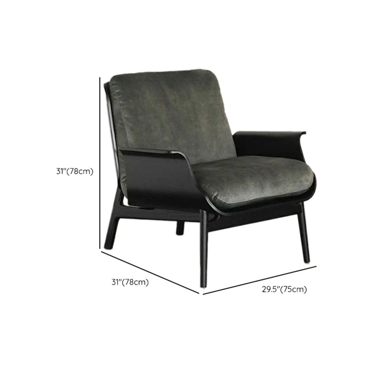 Walnut Oak Four Leg Linen Cushion Lounge Chair