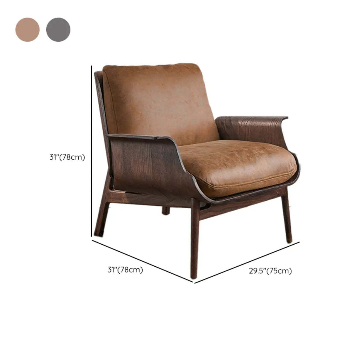 Walnut Oak Four Leg Linen Cushion Lounge Chair