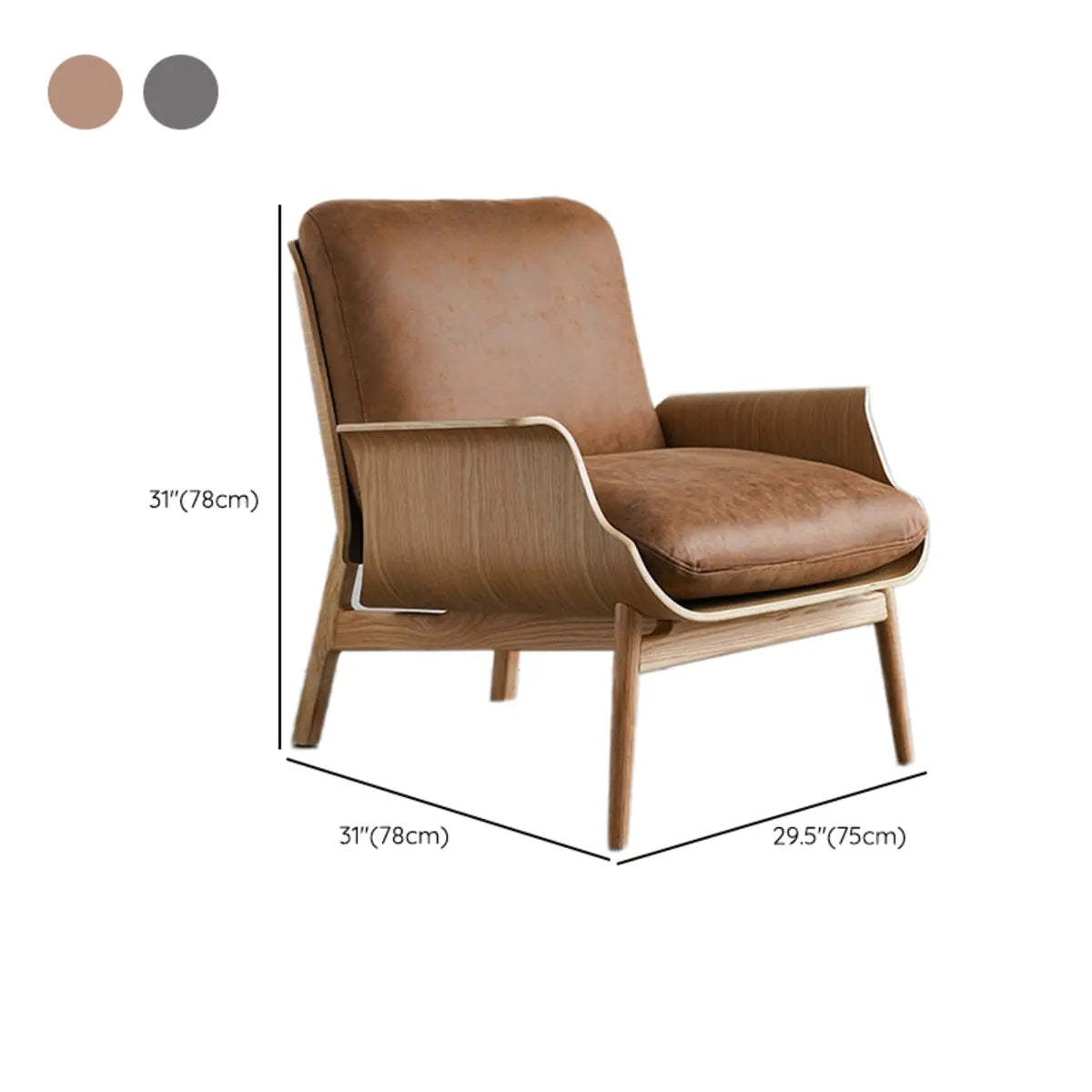 Walnut Oak Four Leg Linen Cushion Lounge Chair