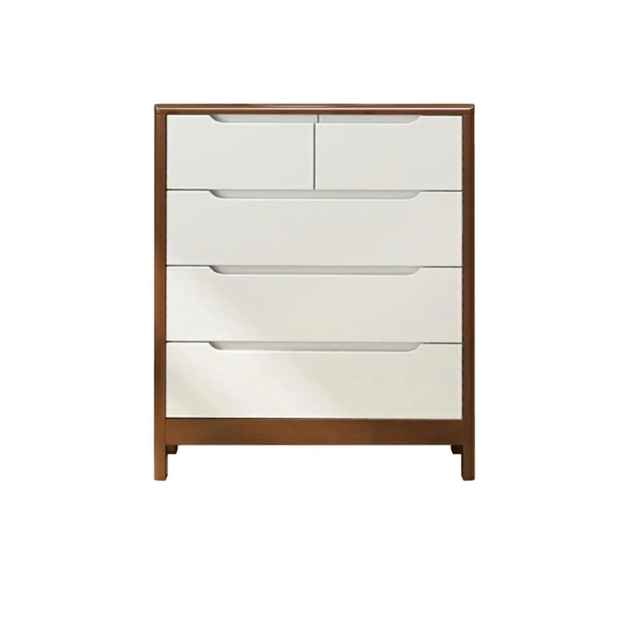 Walnut-White Wood Drawer Dresser — Nut-Brown