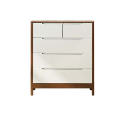 Walnut-White Wood Drawer Dresser — Nut-Brown