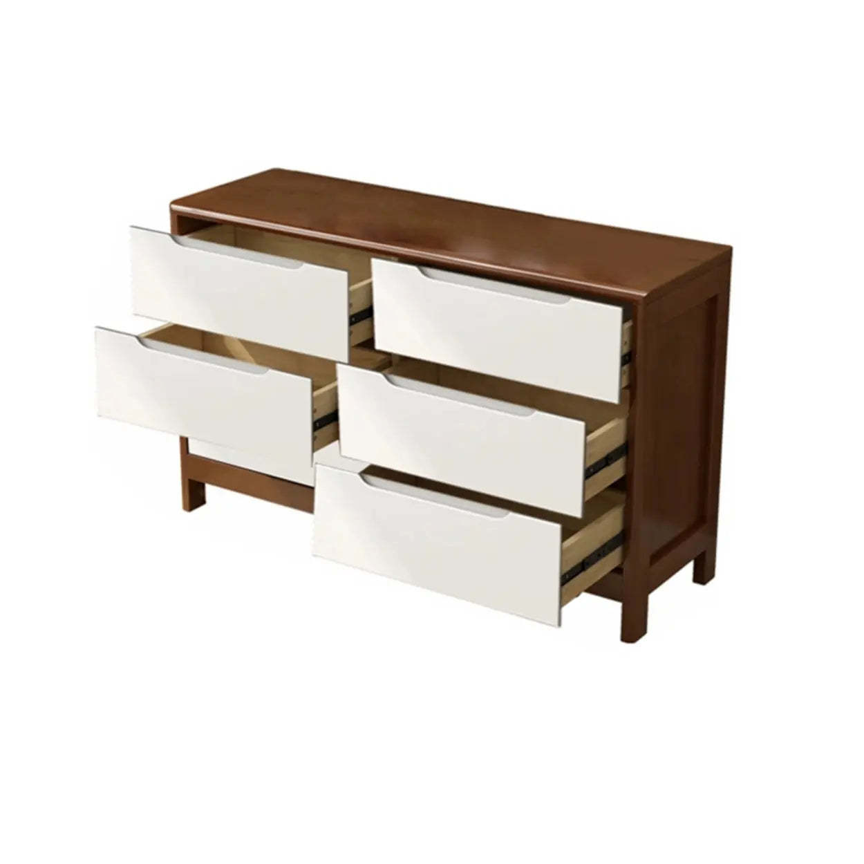 Walnut-White Wood Drawer Dresser — Nut-Brown