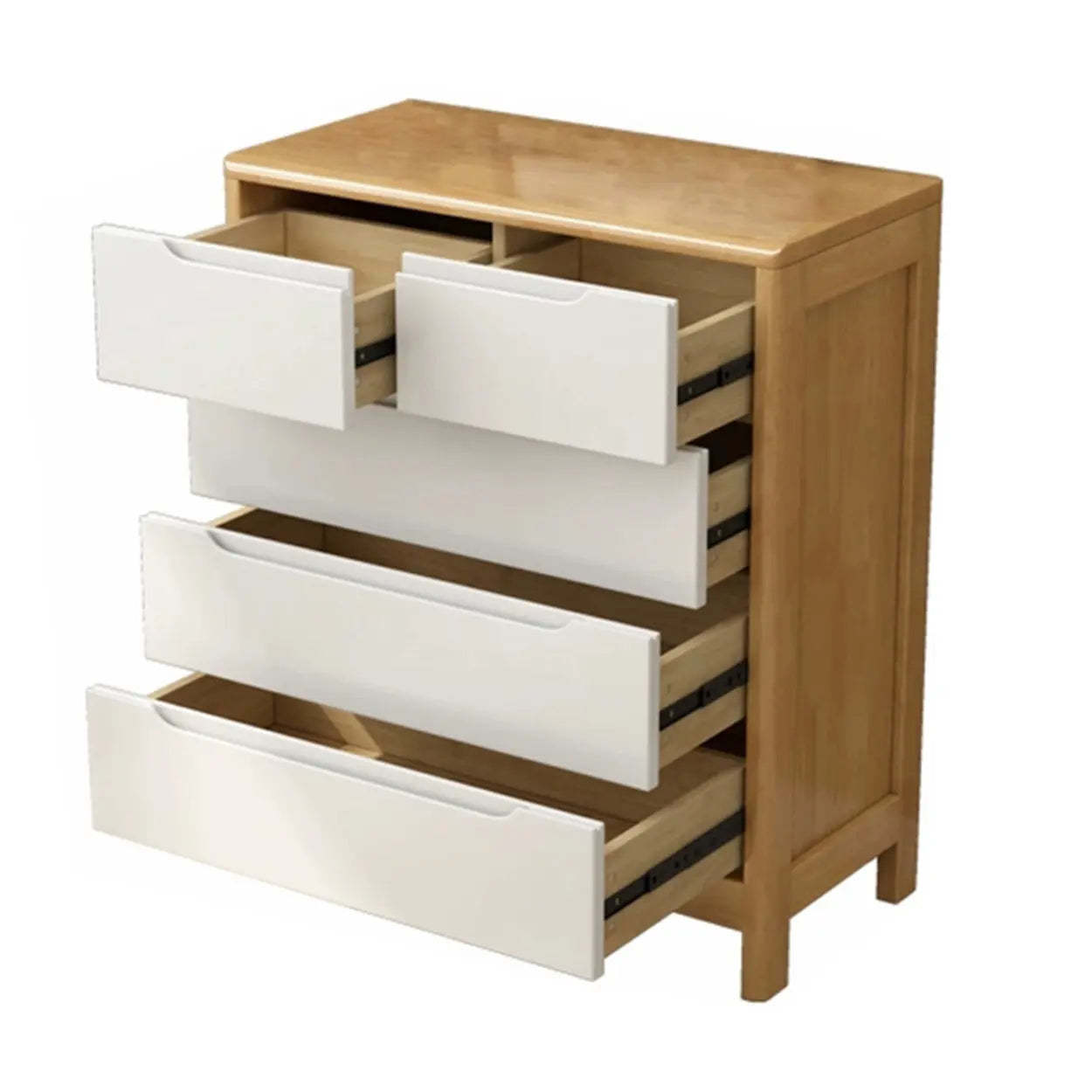 Walnut-White Wood Drawer Dresser — Walnut/ White