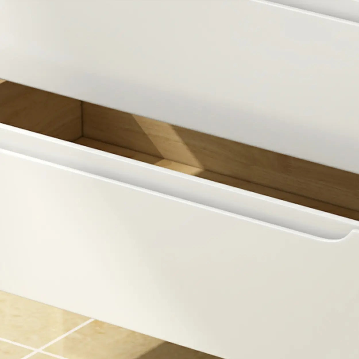 Walnut-White Wood Drawer Dresser