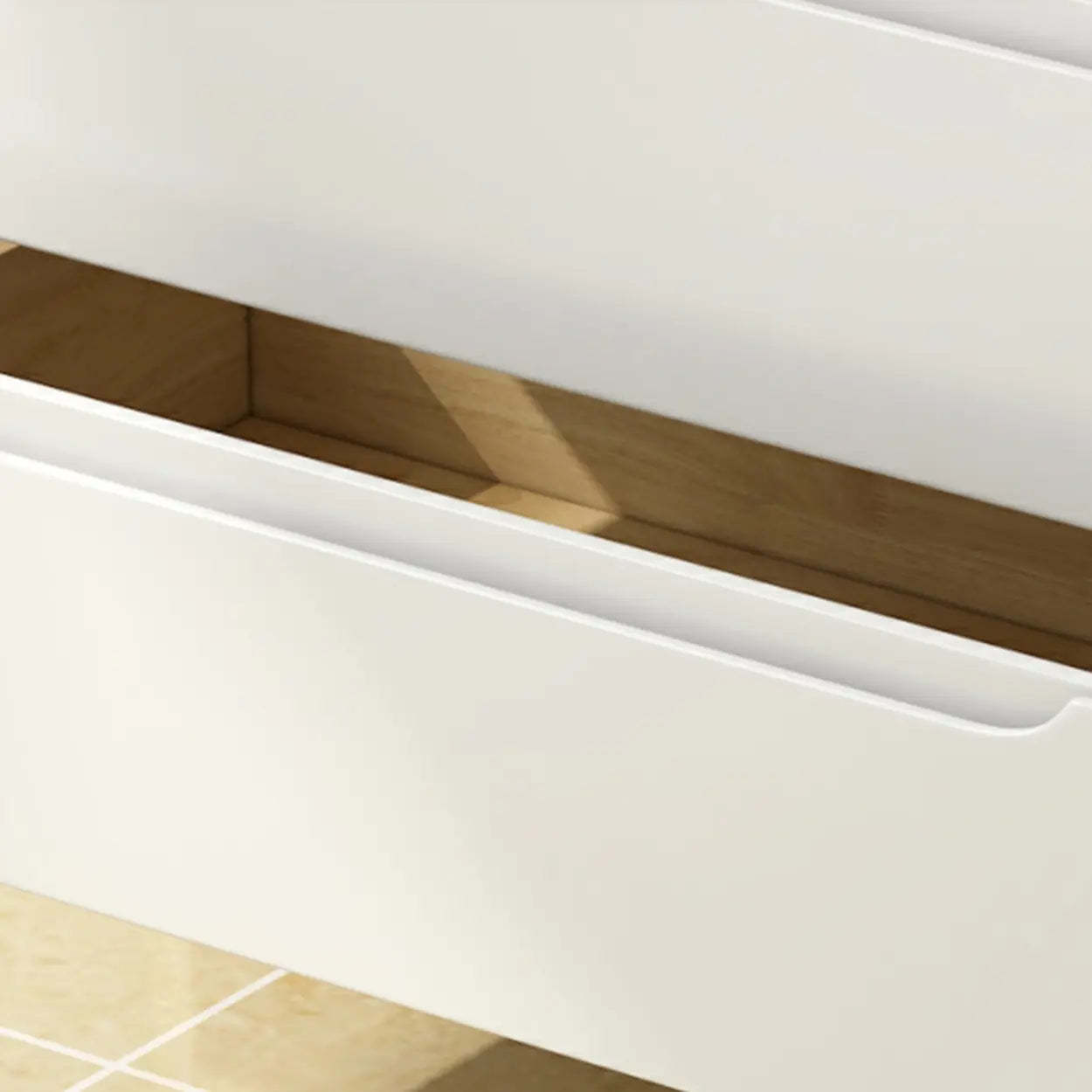Walnut-White Wood Drawer Dresser