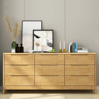 Walnut-White Wood Drawer Dresser