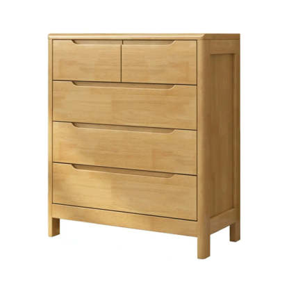 Walnut-White Wood Drawer Dresser