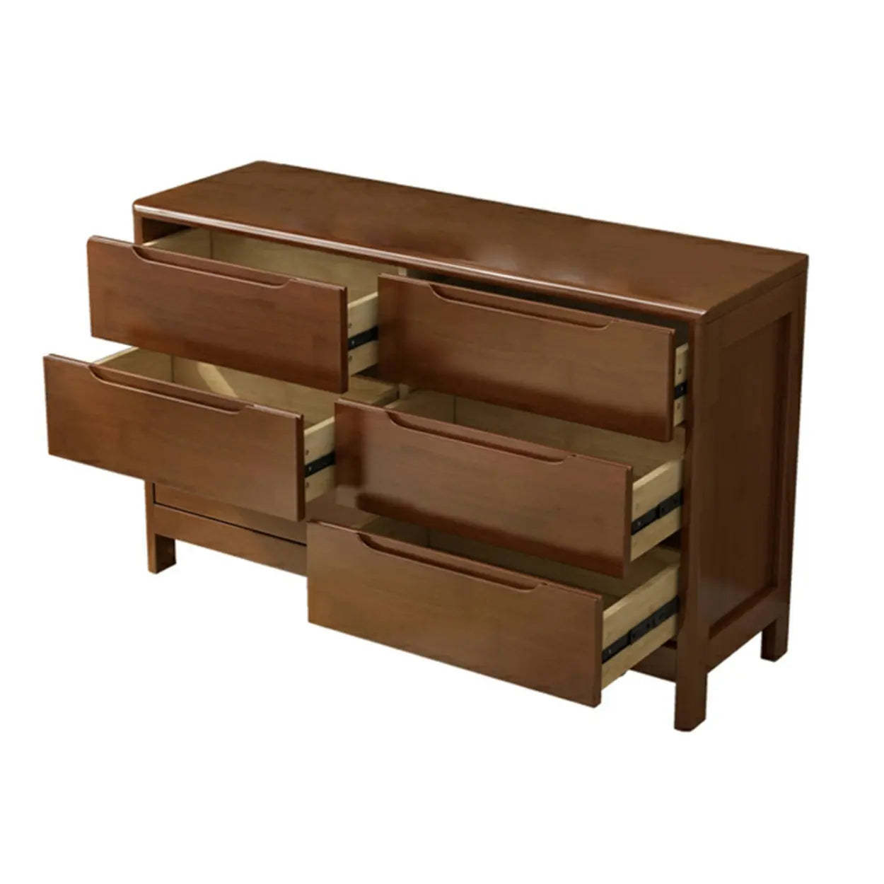 Walnut-White Wood Drawer Dresser