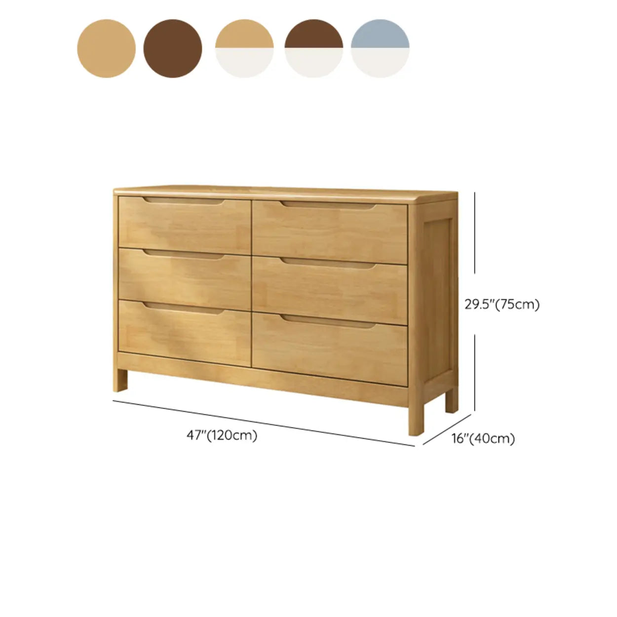 Walnut-White Wood Drawer Dresser