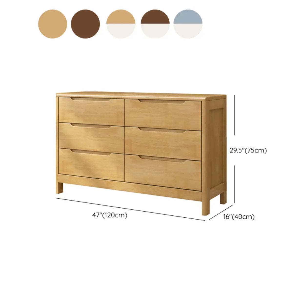 Walnut-White Wood Drawer Dresser