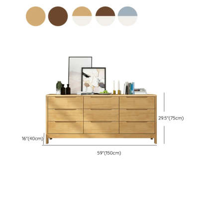 Walnut-White Wood Drawer Dresser