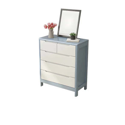 Walnut-White Wood Drawer Dresser — Gray & White